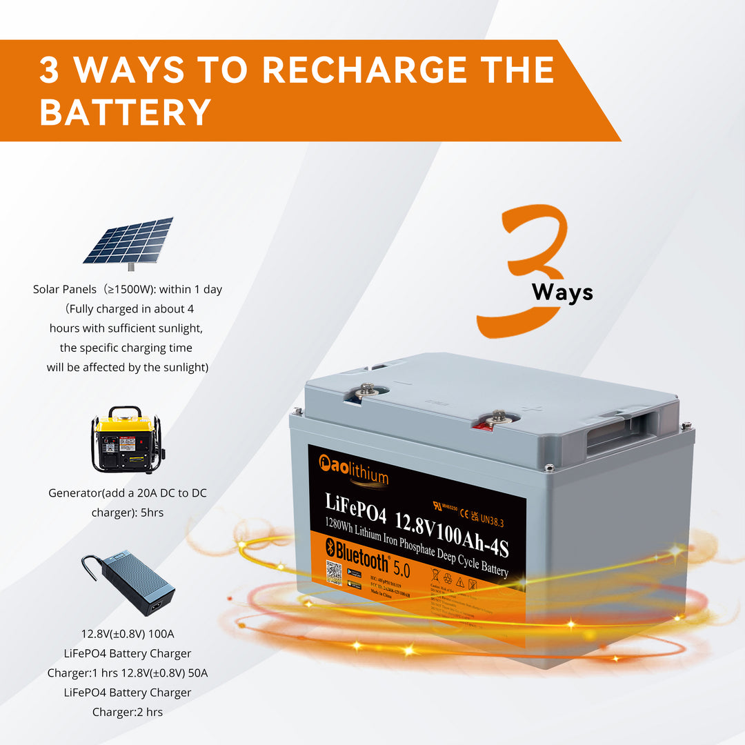 12V100Ah-4S Lithium LiFePO4 Battery Bluetooth